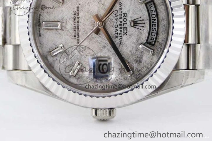 0126 FashionForward Day Date 40mm SS 904L Steel TWF 1:1 Best Edition Meteorite Crystal Dial on SS Bracelet A 2360